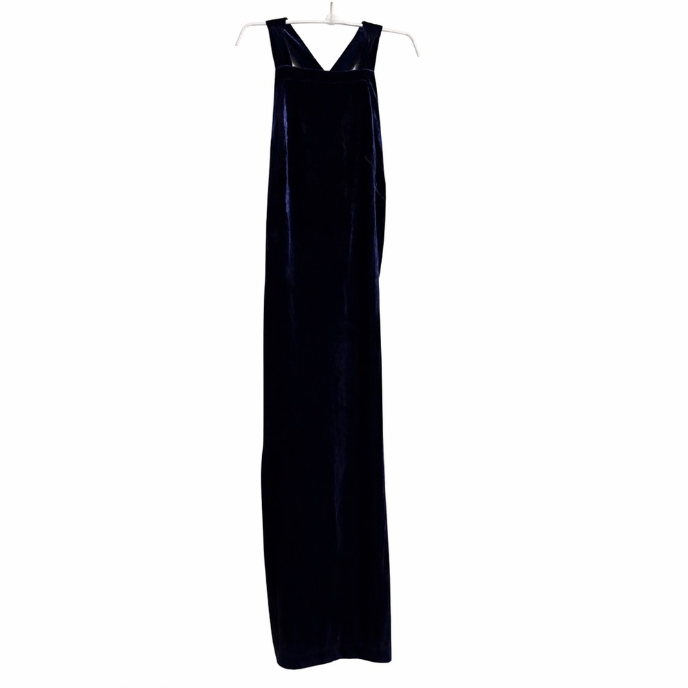 Anthropologie Navy Velvet Halter Maxi Dress NWT M